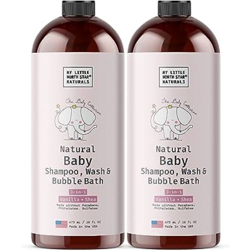 My Little North Star Baby Shampoo, Gentle Head-To-Toe 3-in-1 Baby Soap, Baby Shampoo and Body Wash and Natural Baby Shampoo and body wash + Baby Bubble Bath (Vanilla Shea 2 Pack)