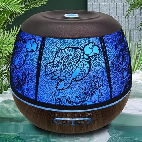 Essential Oil Diffuser for Home,500ML Aromatherapy Diffusers for Essential Oils Large Room with Cool Mist Humidifiers for Bedroom,7 Colors Changed & 3 Mist Mode Automatic Shut-Off - Turtle