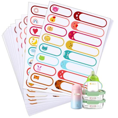 WSICSE 480 Pcs Baby Bottle Labels for Daycare,Waterproof Name Labels for Daycare,Self-Laminating Labels for Kids Stuff Daycare,Bottle Labels Daycare Essentials(Animal&Weather), Weather&animal