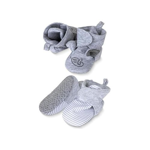 Rising Star Baby Girls & Boys Booties, Non Slip Grippers Slippers for Infants Ages 3-6 Months (Gray Elephant)