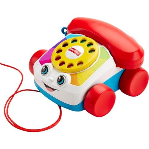 Fisher-Price Chatter Telephone Pull Along Toy | Pretend Phone with Rotary Dial, Rolling Wheels, Walking Play for Toddlers Ages 1+ Years