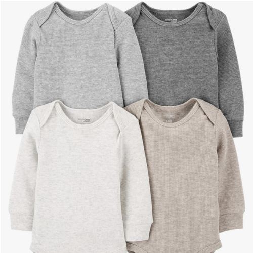 Simple Joys by Carter's Baby 4-pack Soft Thermal Long Sleeve Bodysuits