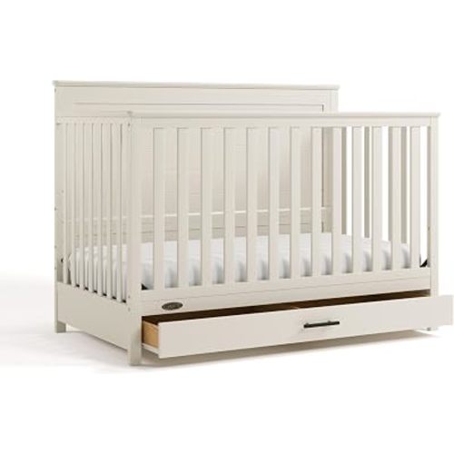 Graco Tristan 5-in-1 Convertible Crib with Drawer, Frosted Oat