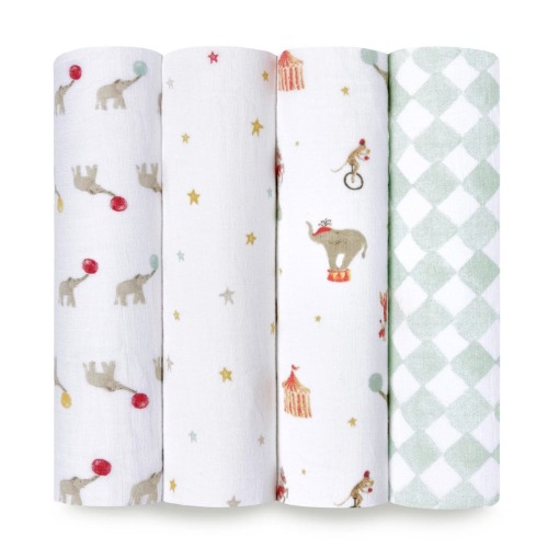 Elephant Circus Cotton Muslin Swaddle 4 Pack | aden + anais