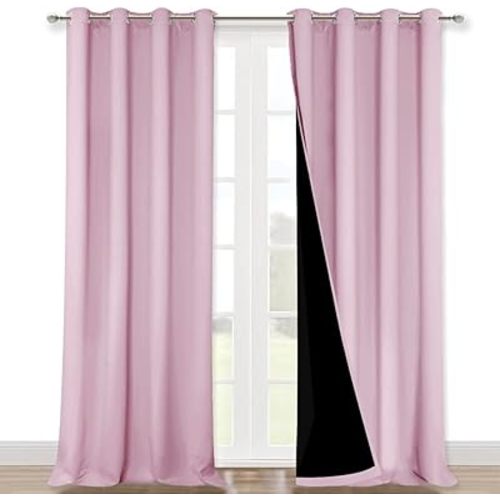 NICETOWN Full Shading Curtains for Windows, Super Heavy-Duty Black Lined Blackout Curtains for Girl's Room, Privacy Assured Heavy Drapes (Lavender Pink, Pack of 2, 52 inches W x 95 inches L)