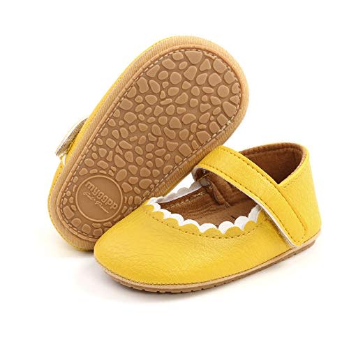 WILLFUN Baby Girls Mary Jane Flats Floral Princess Dress Crib Shoes Non-Slip for Toddler First Walkers