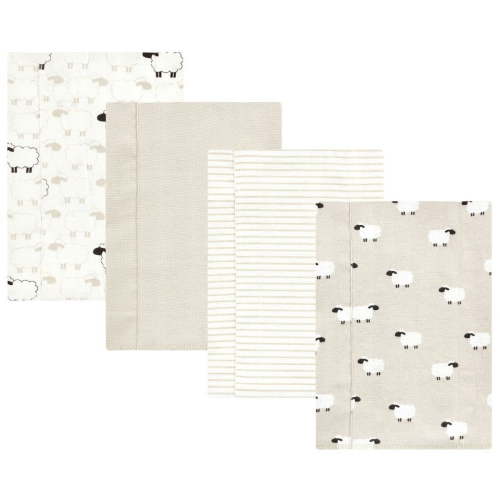 Hudson Baby Cotton Flannel Burp Cloths, Taupe Sheep, One Size