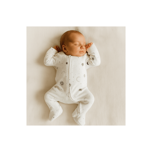Organic Zip- up Footie | Celestial, 6-9M