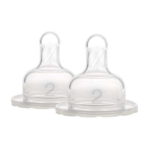 Dr. Brown's Natural Flow Original Wide-Neck Nipple - Level 2 - Clear, 2-Pack