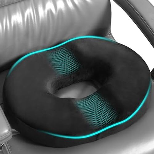 Donut Pillow with Non-Slip Washable Cover - Coccyx & Hemorrhoid Seat Cushion, Doughnut Pillow for Sitting Comfort - Bed Sore Cushion for Postpartum Support