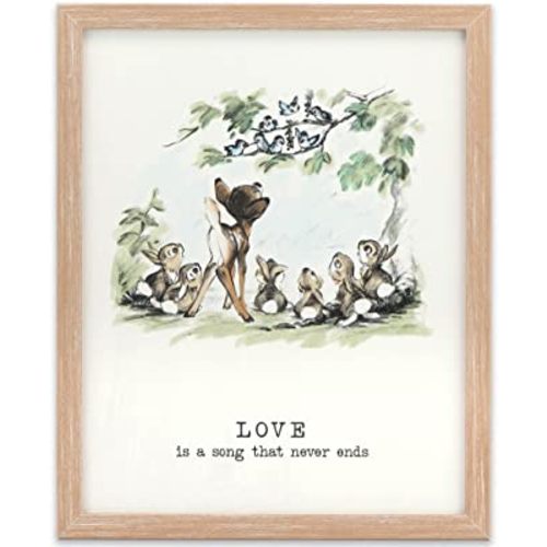 Disney Bambi Framed Wall Decor - Love is a Song That Never Ends - Classic Bambi Wall Art for Home Decorating
