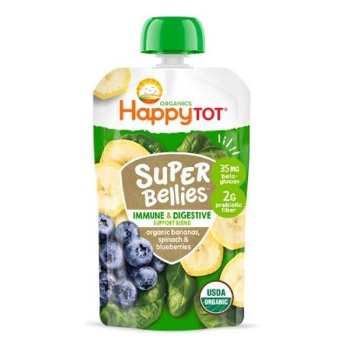 Happy Tot Super Bellies Organic Bananas, Spinach & Blueberries Toddler Pouch - 4oz: USDA Organic Certified Puree