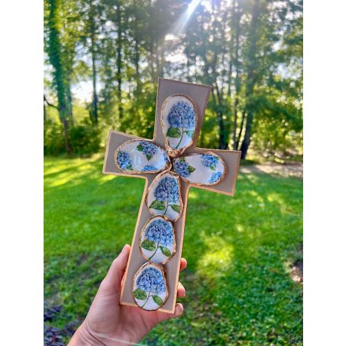 Oyster Cross on Wood