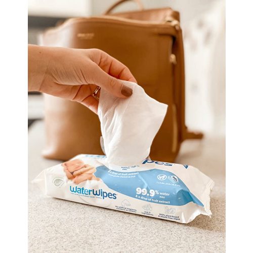 WaterWipes Plastic-Free Original Baby Wipes, 99.9% Water Based Wipes, Unscented & Hypoallergenic for Sensitive Skin, 720 Count (12 packs), Packaging May Vary - 60 Count (Pack of 12)