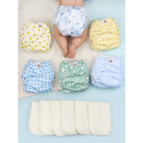 POCKET DIAPER 3.0 WITH INSERTS - 6 PACK(Pastel Play)