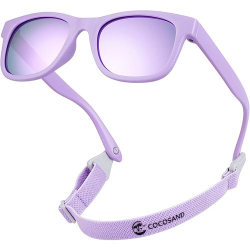 COCOSAND Flexible Baby Sunglasses with Strap Polarized UV Protection for Toddler Infant Newborn Boy Girl Age 0-24 Months