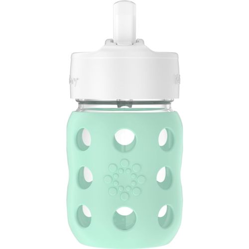 Lifefactory 8-Ounce Wide Neck Glass Baby Bottle with Protective Silicone Sleeve and Pivot Straw Cap, Mint (LG2241WMI4)