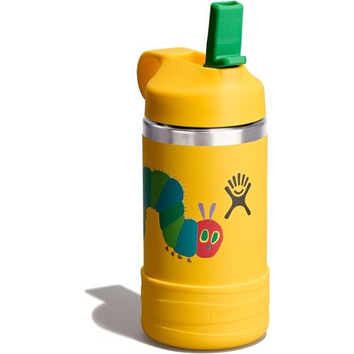 Hydro Flask Kids Water Bottle for School - Stainless Steel and Insulated with Straw Cap - 12 Oz World of Eric Carle Caterpillar Yellow