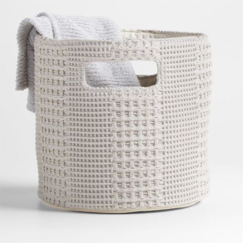 Nella Cream Cotton Waffle Weave Kids Hamper with Handles