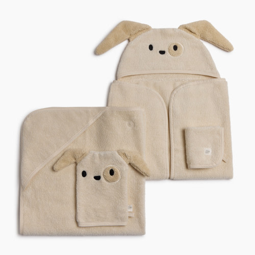 Tiny Kind Cozy Critter Organic Bath Time Set 4 Piece - Dog, 0-24 M