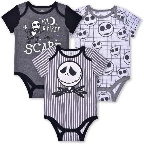 Nightmare Before Christmas Jack Skellington Boys 3 Pack Character Onesie, Newborn