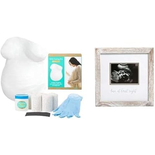 Kate & Milo and Pearhead Pregnancy Keepsake Bundle - Belly Casting Kit & Love at First Sight Sonogram Frame