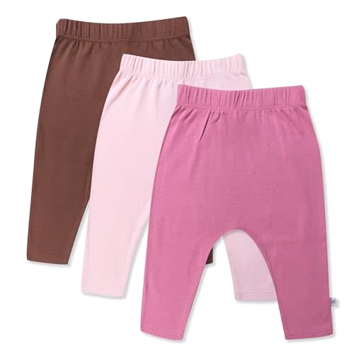 HonestBaby Unisex-Baby Multipack Harem Pants Roomy Fit Pull on Bottoms 100% Organic Cotton for Baby Boys, Girls