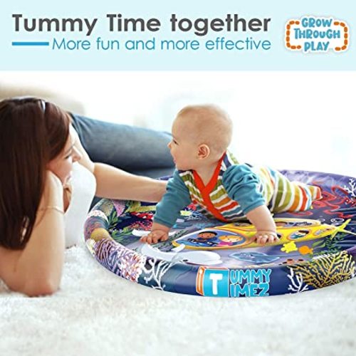 TT TUMMYTIMEZ XL Tummy Time Baby Water Mat Developmental Toy Premium Activity Center Infants Toddlers Crawl Grow Play Motor Skills Sensory Development Inflatable 3 6 9 Months Boys Girls