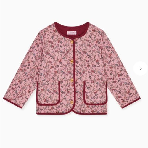 Dusty Pink Floral Calida Baby Girl Jacket | La Coqueta Kids UK