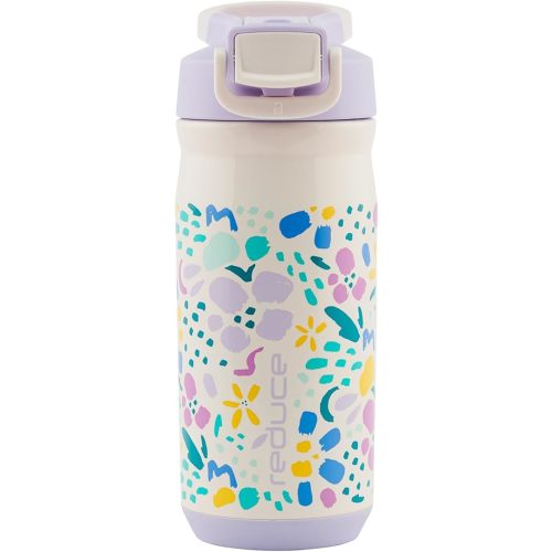 Reduce Hydrate Pro Kids 14oz Stainless Steel Insulated Water Bottle w/Straw – Spill Proof Tumbler for Kids – 30 Hour Cold Retention – Dishwasher Safe Leak-Proof Design - Abstract Flowers