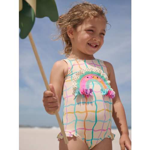 Rainbow Check Frill Leg Swimsuit (3mths-7yrs)