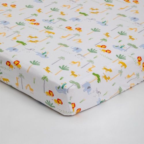 4baby Jersey Cot Fitted Sheet 2 Pack Safari Scene