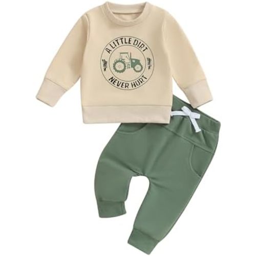 Toddler Baby Boy Fall Winter Clothes Mamas Little Boy Outfit Letter Long Sleeve Sweatshirts and Jogger Pants Set