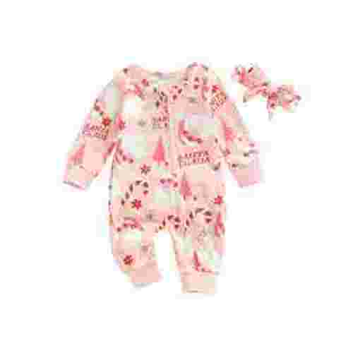 Newborn Baby Girl Christmas Outfit Gingerbread Onesie Zipper Romper Jumpsuit Xmas Outfit Fall Winter Clothes