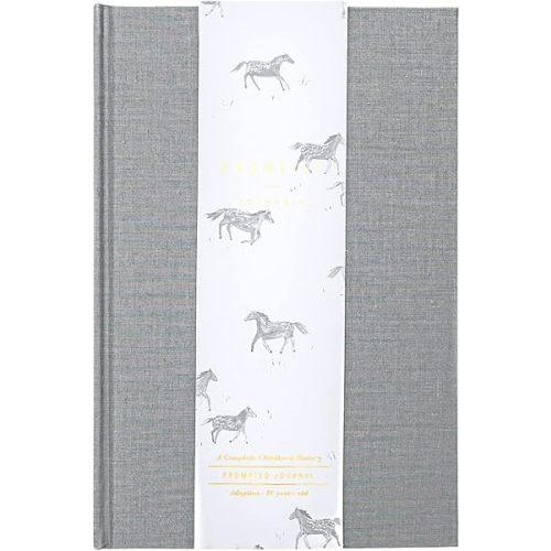 Promptly Journals, A Complete Childhood History: From Adoption to 18 Years Old (Grey, Linen) | Adoption Story Journal | Baby Memory Book