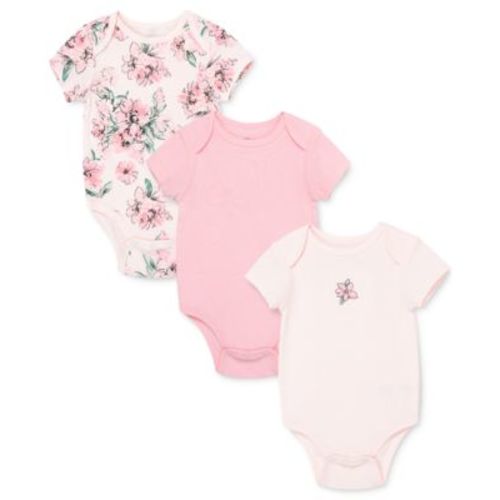 Baby Girls Floral Short Sleeve Bodysuits, Pack of 3