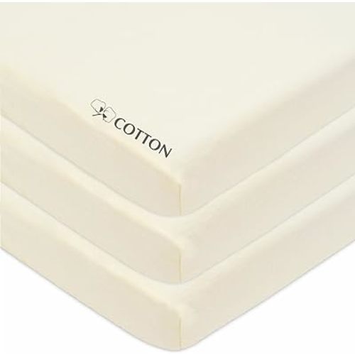 American Baby Company 3 Pack 100% Natural Cotton Fitted Mini Crib Sheets 38" x 24" - Soft & Breathable Small Nesting Portable Sheets, Fits Pack N Play Mattresses, Gray, for Boys & Girls