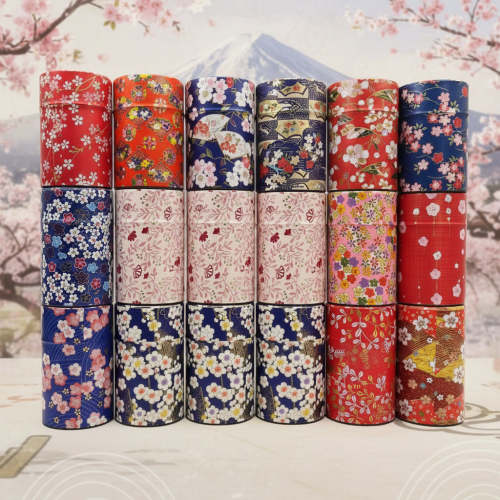 Japanese Handcrafted Chazutsu - Washi Tin Tea Canister (Mystery Patter – Tea and Whisk