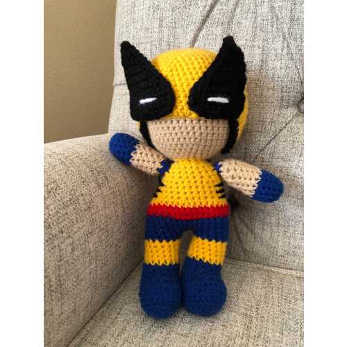 Wolverine Inspired Amigurumi Stuffed Doll | Handmade Crochet Superhero Plush | Marvel Fan Gift