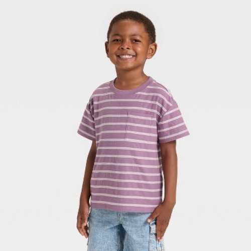 Toddler Boys' Short Sleeve Striped Jacquard T-Shirt - Cat & Jack™ Purple 12M