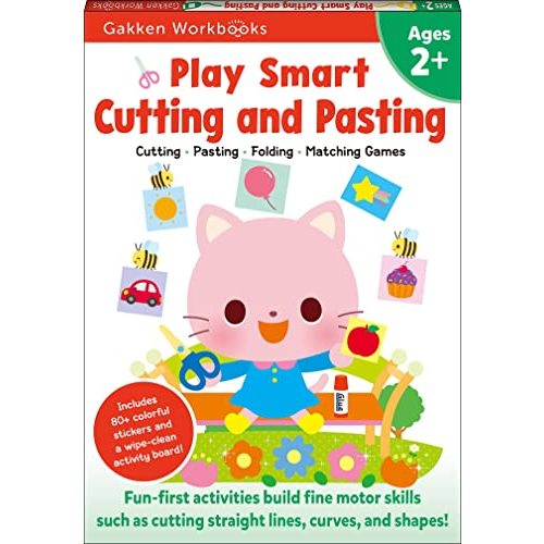 Play Smart Cutting and Pasting Age 2+: Preschool Activity Workbook with Stickers for Toddlers Ages 2, 3, 4: Build Strong Fine Motor Skills: Basic Scissor Skills (Full Color Pages)