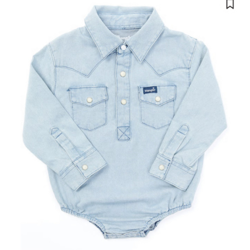Wrangler Infant Boys' Long Sleeve Collared Onesie