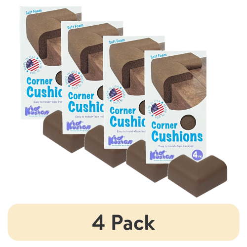 (4 pack) KidKusion Foam Rubber Corner Guards, Sharp Corners, Table, Desk, 4.0 CT, Brown, Toddler