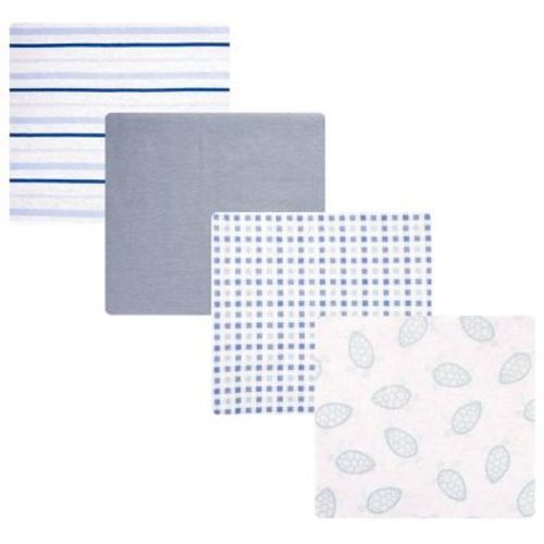 Hudson Baby Cotton Flannel Receiving Blankets 4-Pack, Little Sea Turtle , One Size