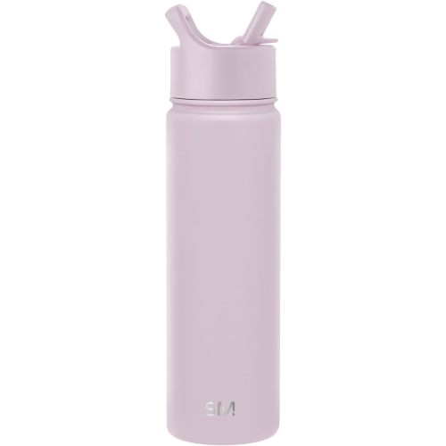 Simple Modern Water Bottle with Straw Lid Vacuum Insulated Stainless Steel Metal Cup Bottles | Reusable Leak Proof BPA-Free Flask for Gym, Travel, Sports | Summit Collection | 22oz, Lavender Mist