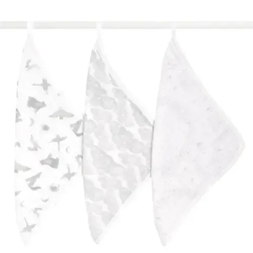 Organic Cotton Muslin Washcloths 3 Pack in map the stars | aden + anais
