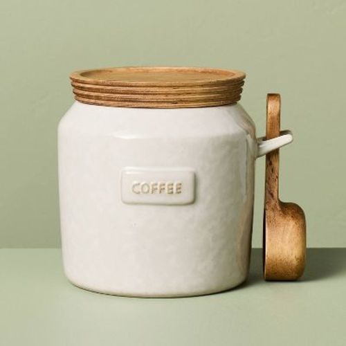 29 fl oz Ceramic Stoneware Core Coffee Storage Canister Sour Cream - Hearth & Hand™ with Magnolia
