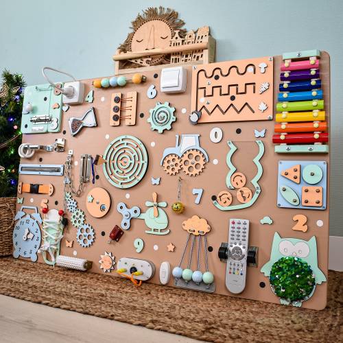 Busy Board Montessori toys for 1 2 3 year old, Sensory activity boards, 1st Birthday Christmas toddler gift, personalized baby boy girl gift