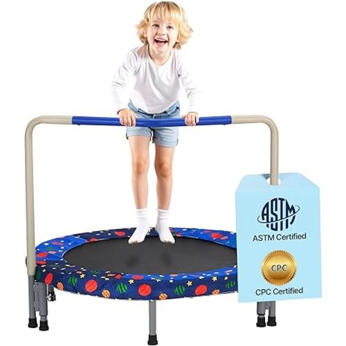 VEVOR 3FT Trampoline for Kids, 36" Trampolines Indoor/Outdoor Trampoline for Toddlers, Foldable Mini Baby Jump Toy with Foam Handle, Recreational Trampolines Birthday Gift for 3+ Years Kids