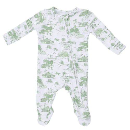 Golf Toile Green 2 Way Zipper Footie – Max + Molly